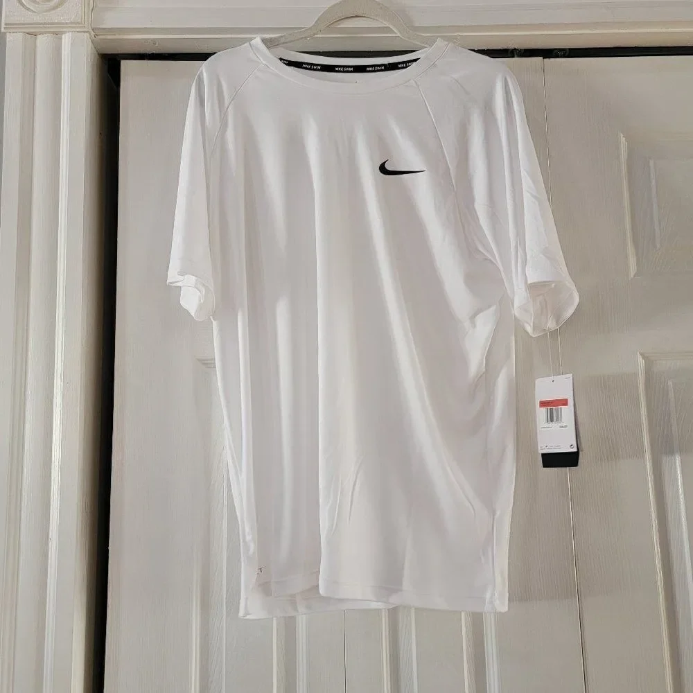 Nike Men's Dri-FIT UPF 40+ Hydro Guard Swim White Tee Shirt Size medium
